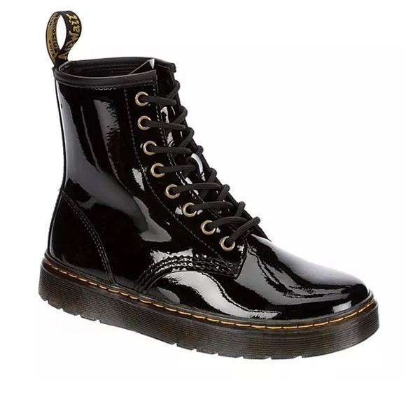 ♥️💖 NEW Dr. Martens Black Patent Leather Zavala Combat Boots NO BOX - Picture 2 of 13